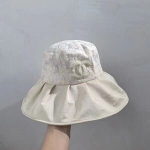 Chanel Floral Lace CC Bucket Hat in Ivory